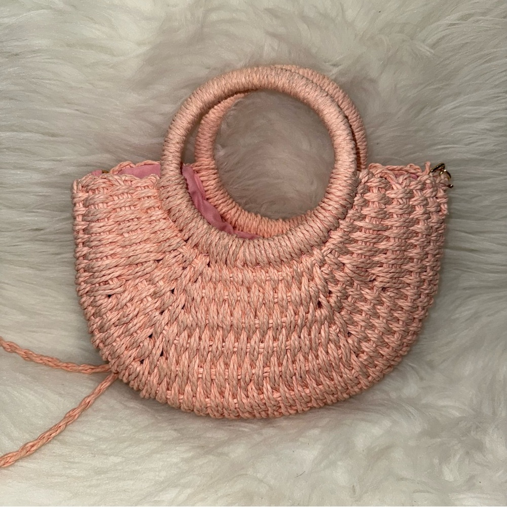 Chic Pink Woven Handbag
